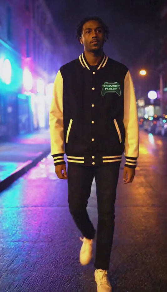 “Clutch Mode” Varsity Letterman Jacket – Heavyweight Gamer & Sports Streetwear Essential